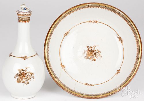 CHINESE EXPORT BOWL AND BOTTLE,