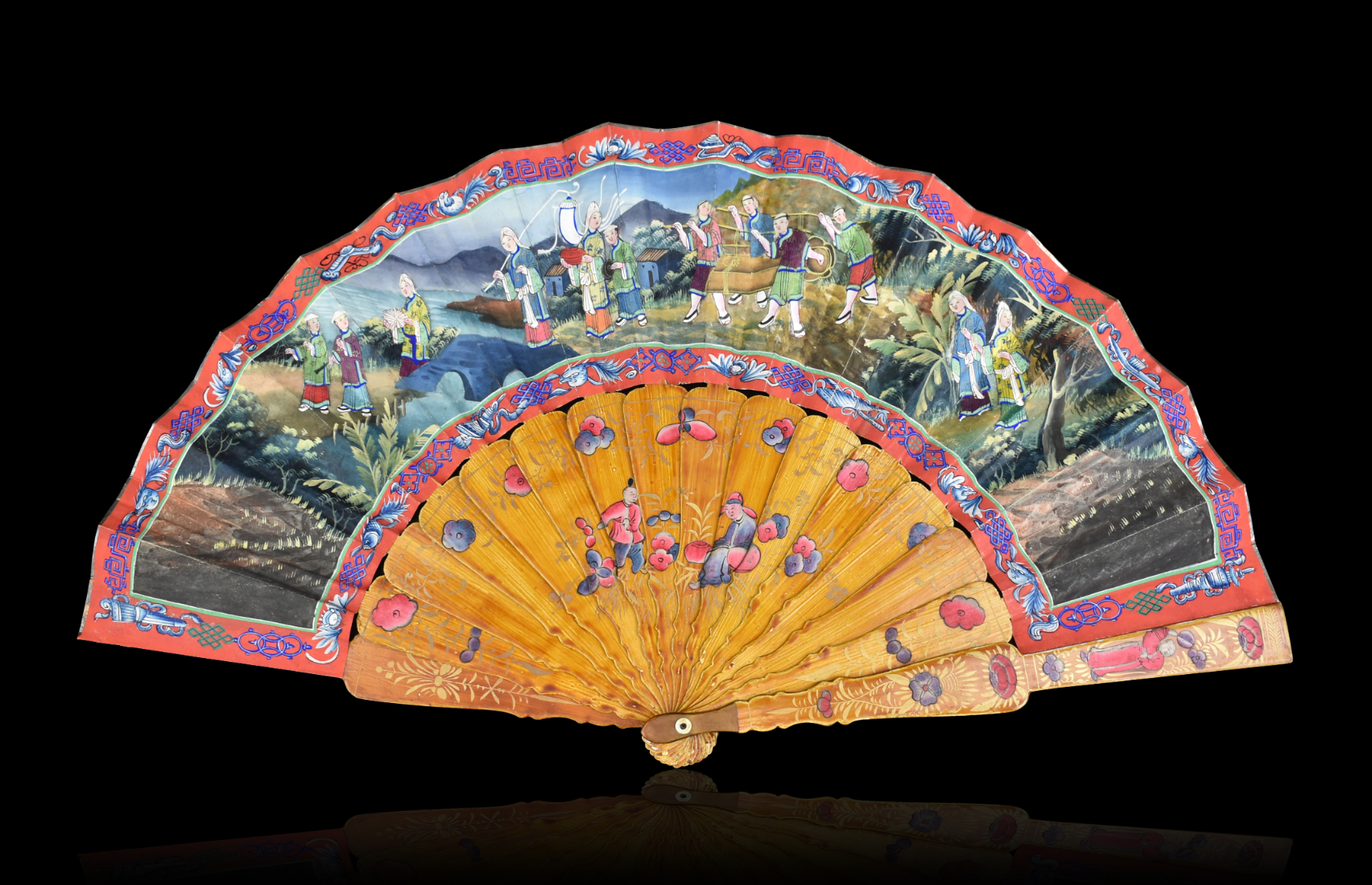 CHINESE EXPORT CANTON PAINTING FAN,