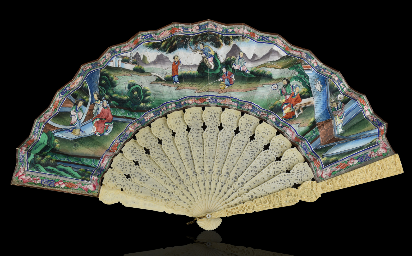CHINESE EXPORT CANTON PAINTING FAN,