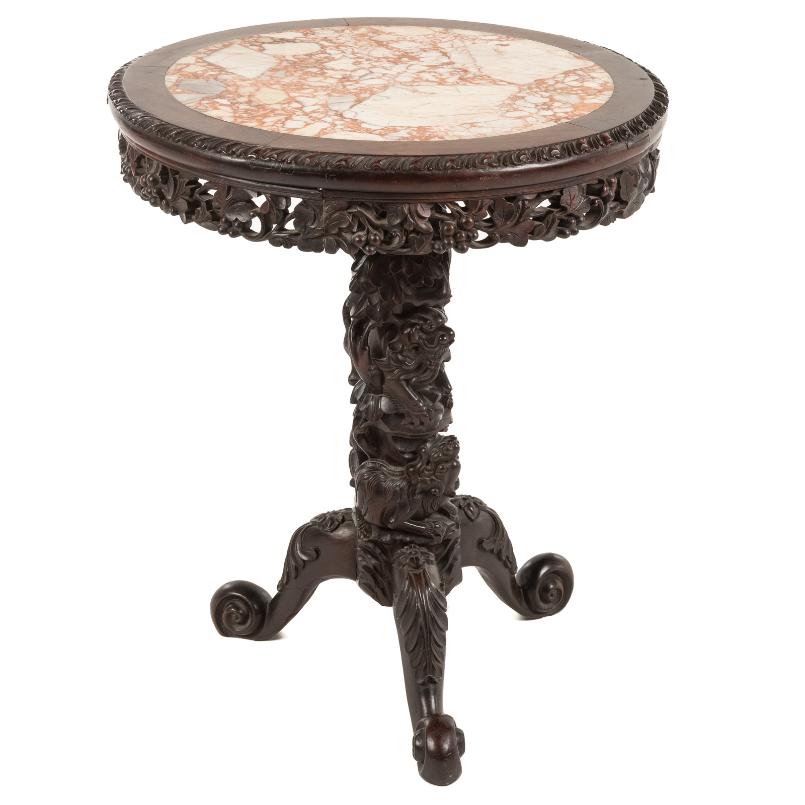 CHINESE EXPORT CARVED MARBLE TOP