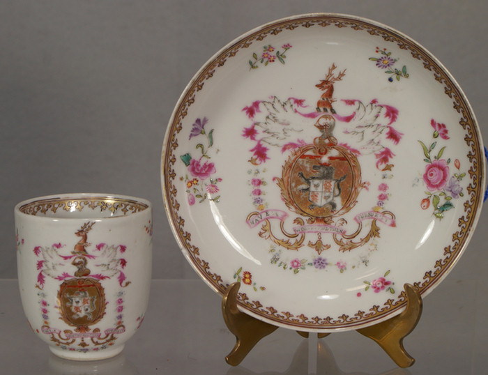 Chinese Export cup and sauce w/Arms
