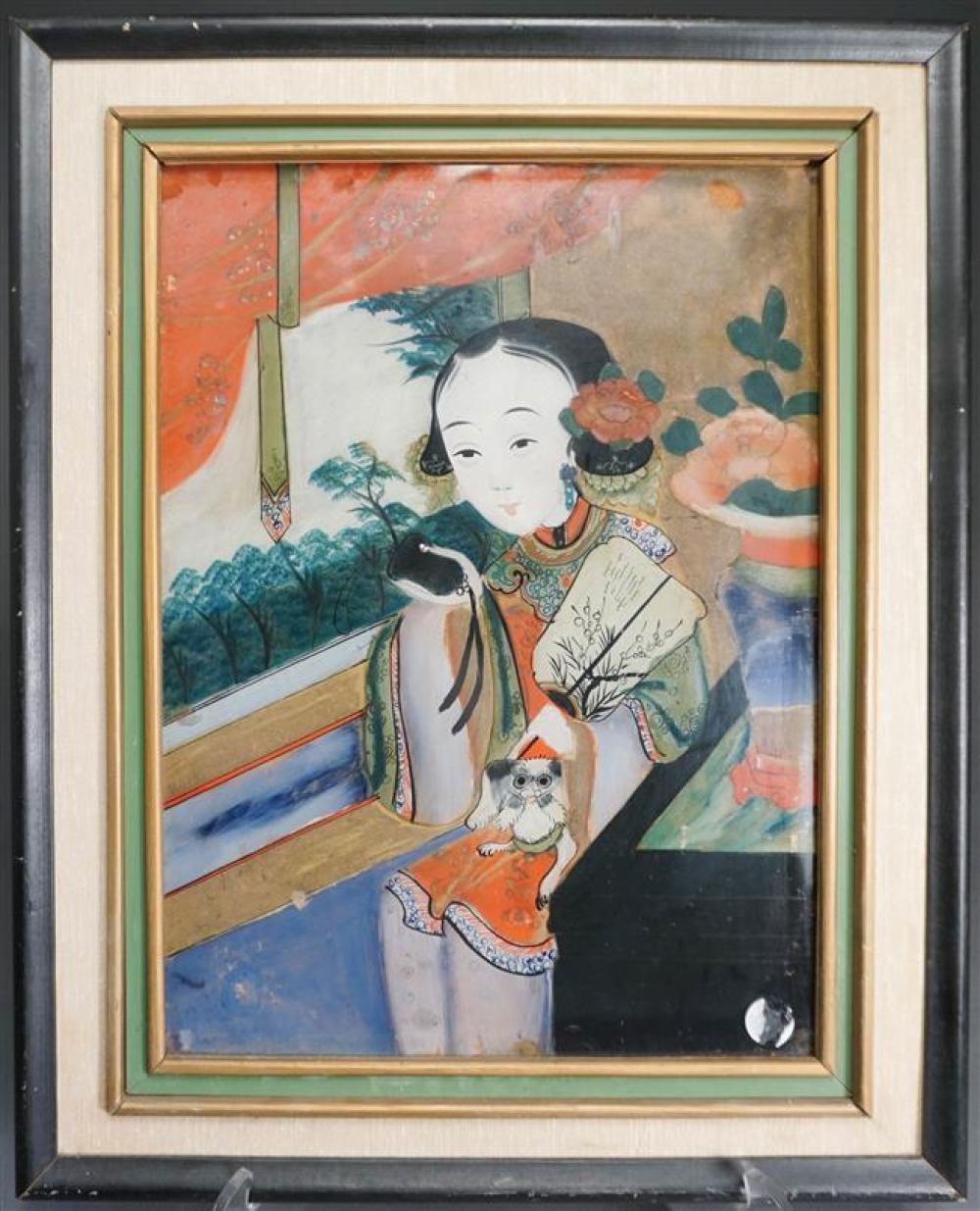 CHINESE EXPORT EGLOMISE PORTRAIT OF