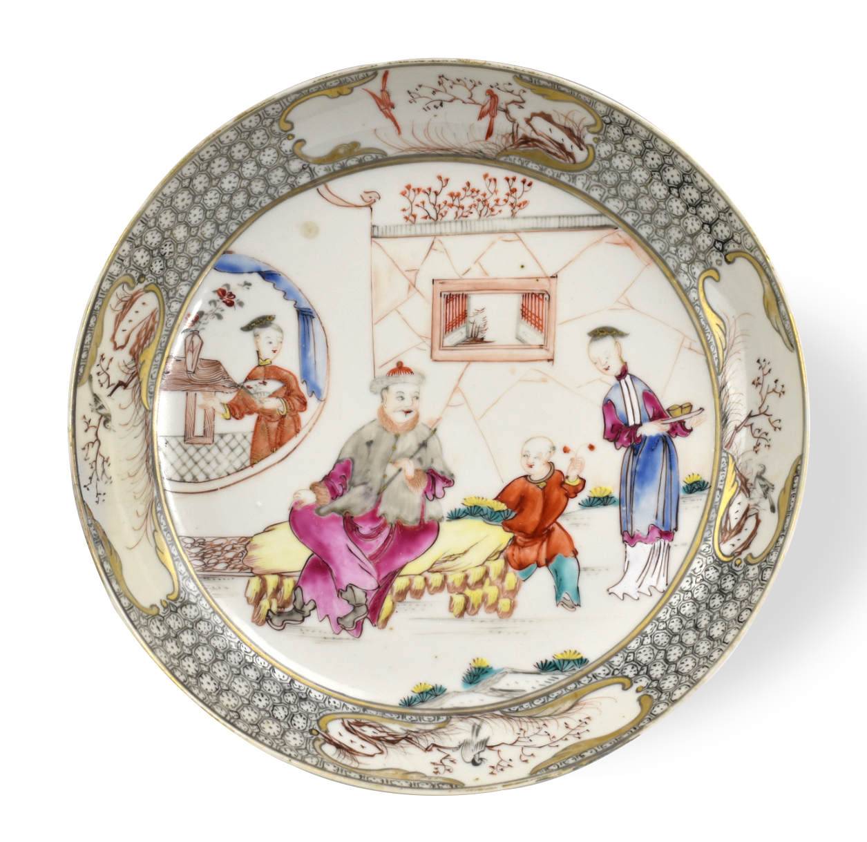 CHINESE EXPORT FIGURAL DISH ,18TH