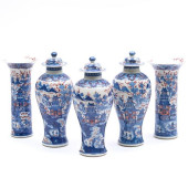 CHINESE EXPORT FIVE PIECE BLUE