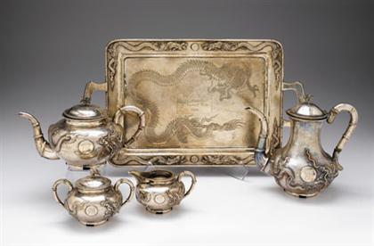 Chinese export five piece silver