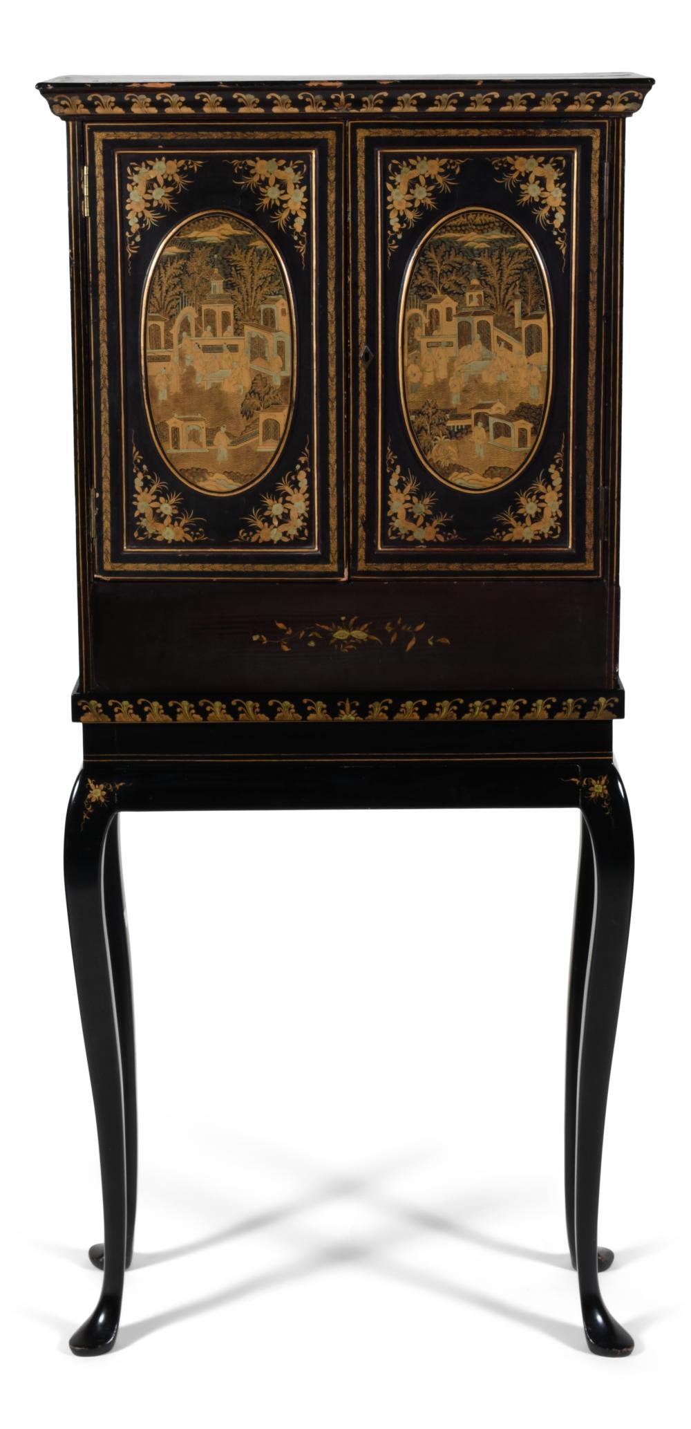 CHINESE EXPORT GILT-BLACK LACQUERED