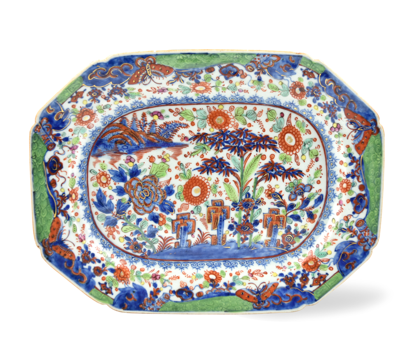 CHINESE EXPORT GILT BLUE & IRON RED