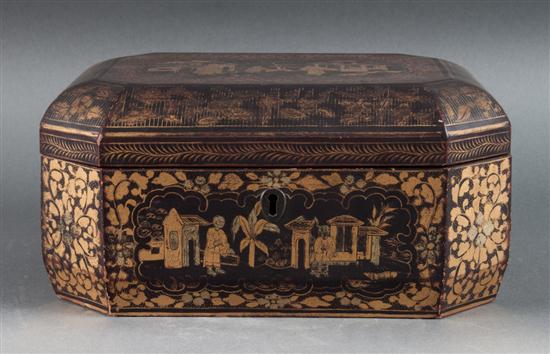 Chinese Export gilt lacquered tea