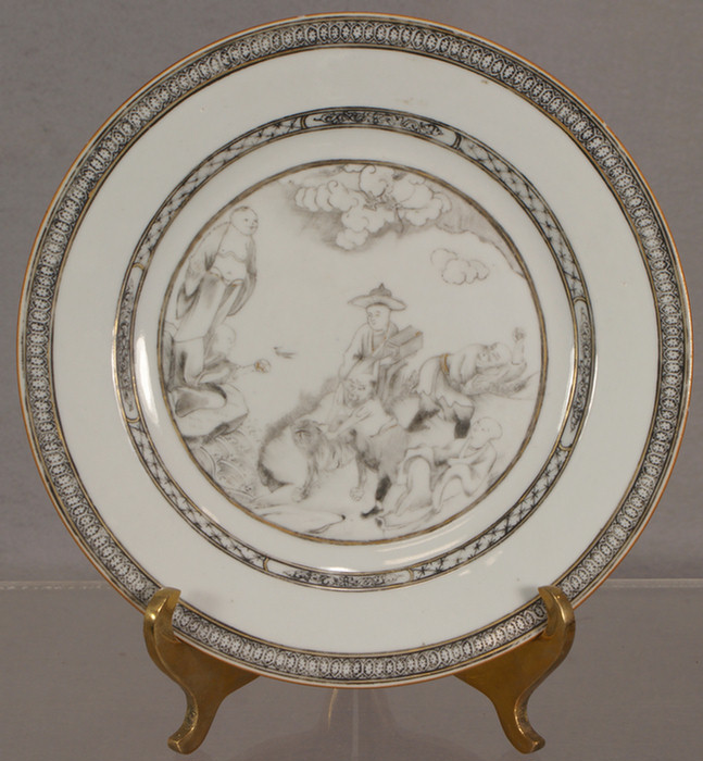 Chinese Export Grisaille plate,
