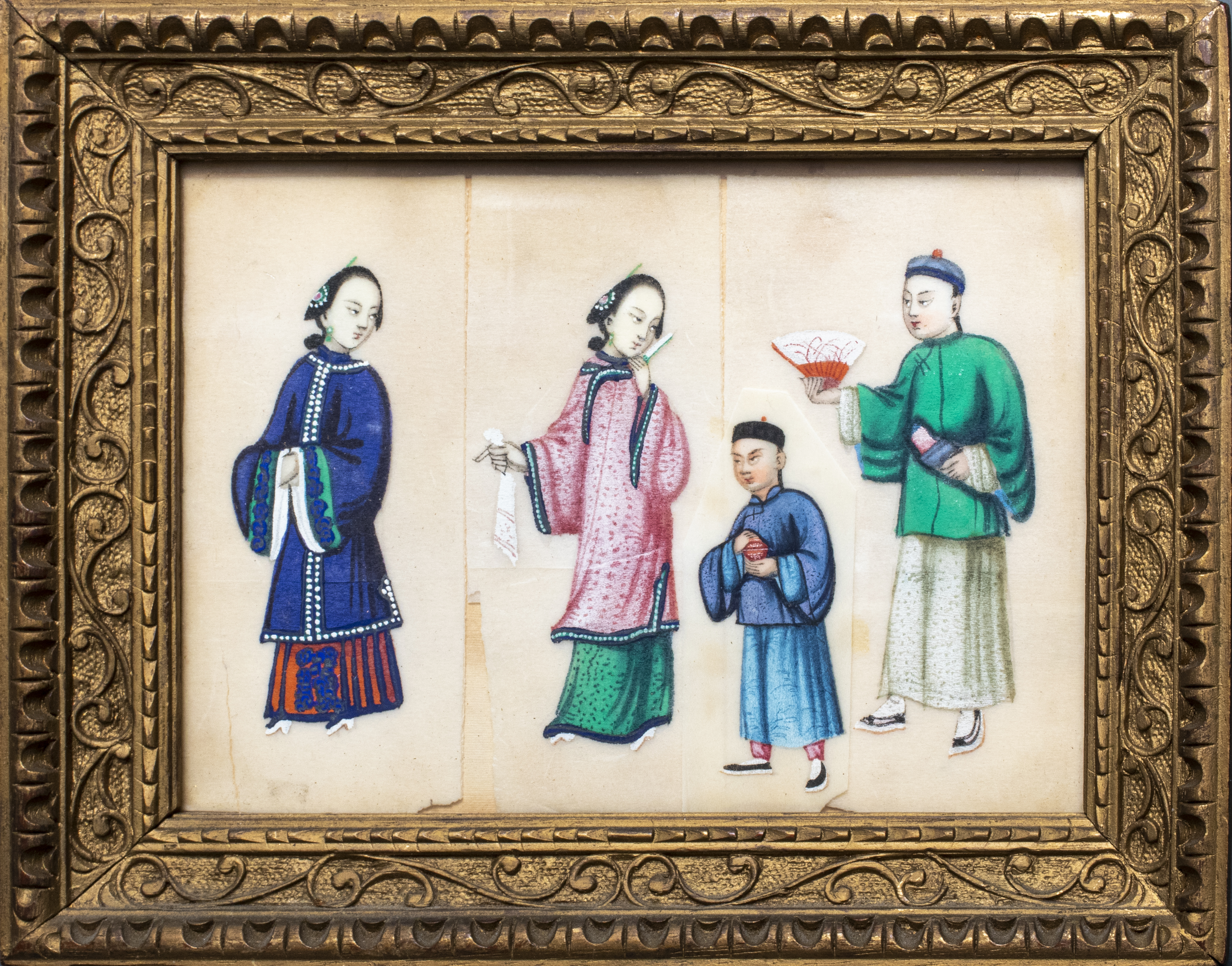 CHINESE EXPORT INK & COLORS ON PITH