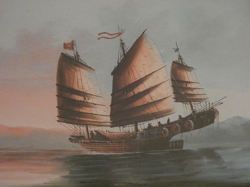 CHINESE EXPORT JUNK PAINTINGAntique