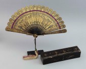 CHINESE EXPORT LACQUER FAN AND