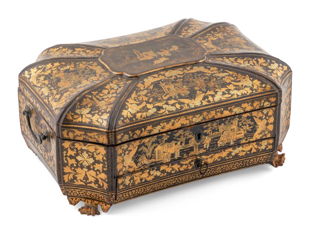 CHINESE EXPORT LACQUERED SEWING BOX