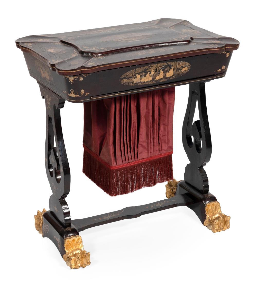CHINESE EXPORT LACQUERED SEWING
