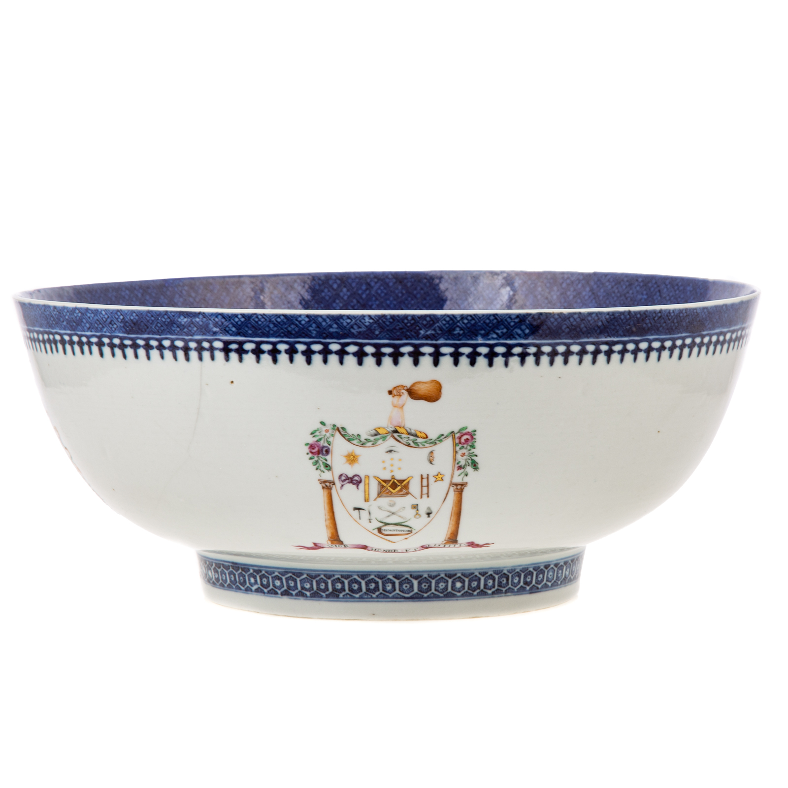 CHINESE EXPORT MASONIC PUNCH BOWL