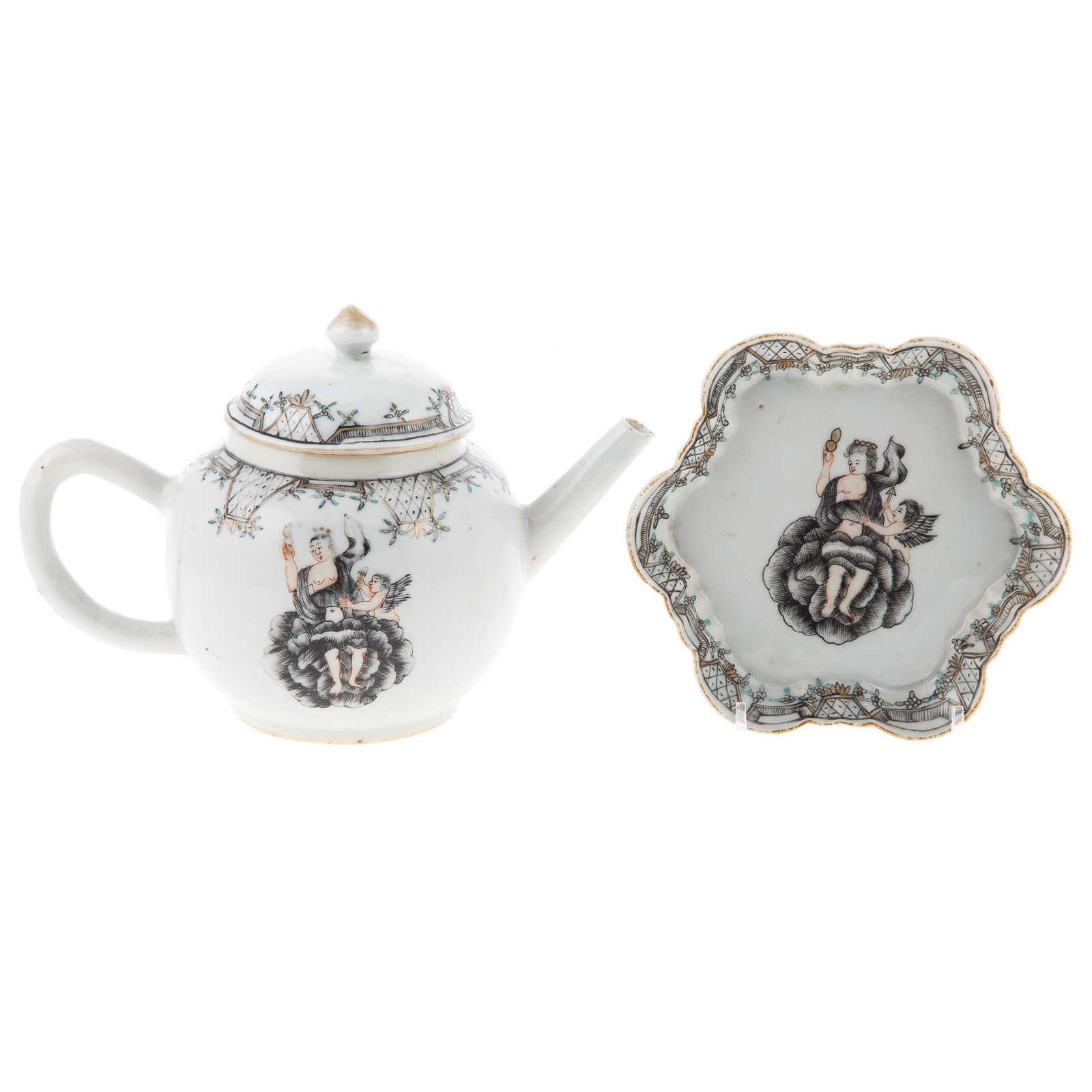 CHINESE EXPORT MYTHOLOGICAL TEA POT