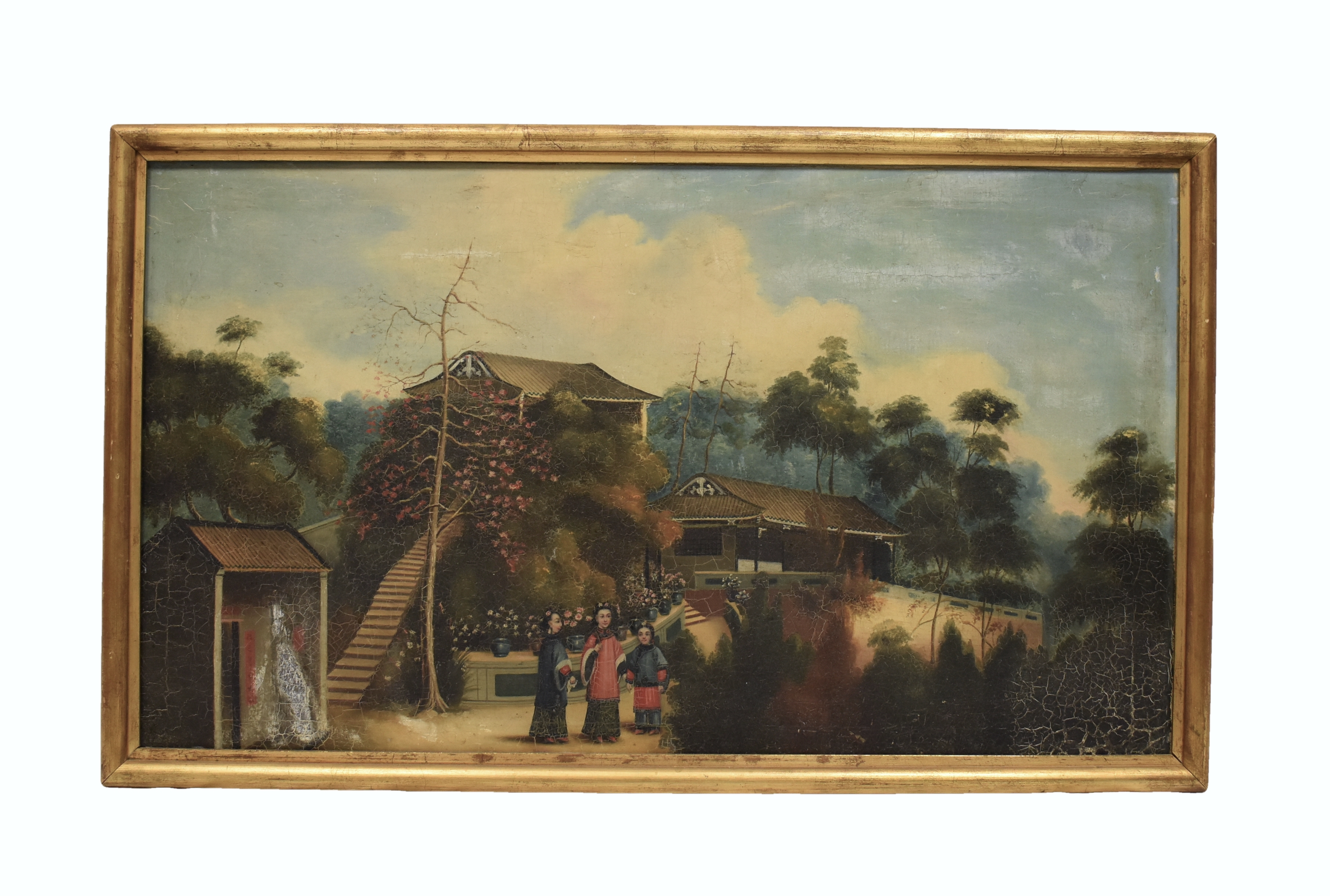 CHINESE EXPORT OIL PAINTING ON