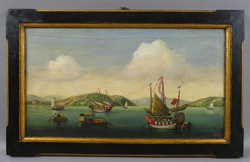 CHINESE EXPORT PAINTING - SHIPS