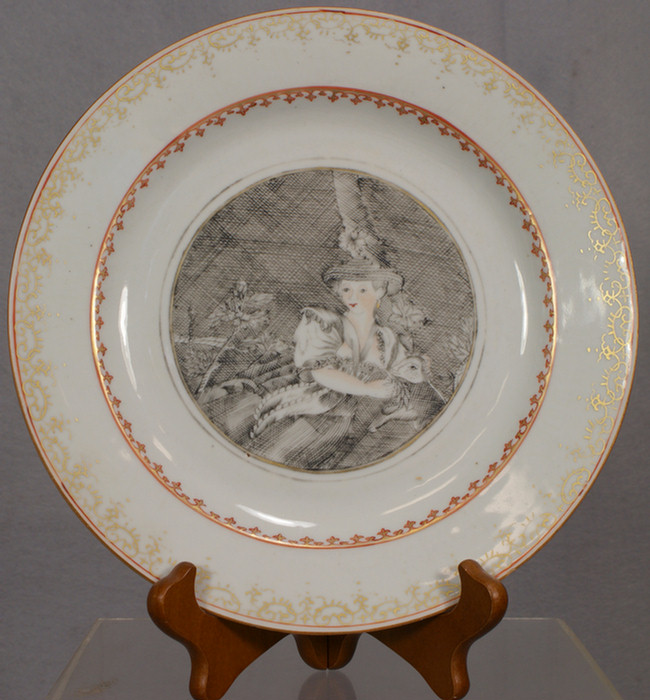 Chinese Export plate, Grisaille and