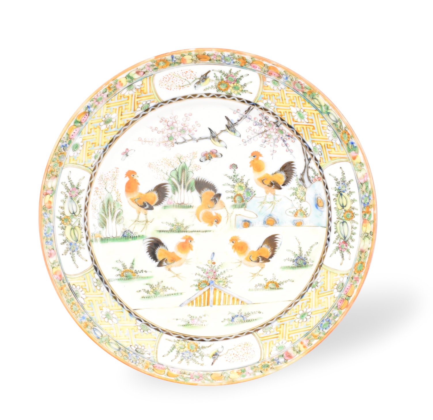 CHINESE EXPORT ROOSTER PLATE ,ROC