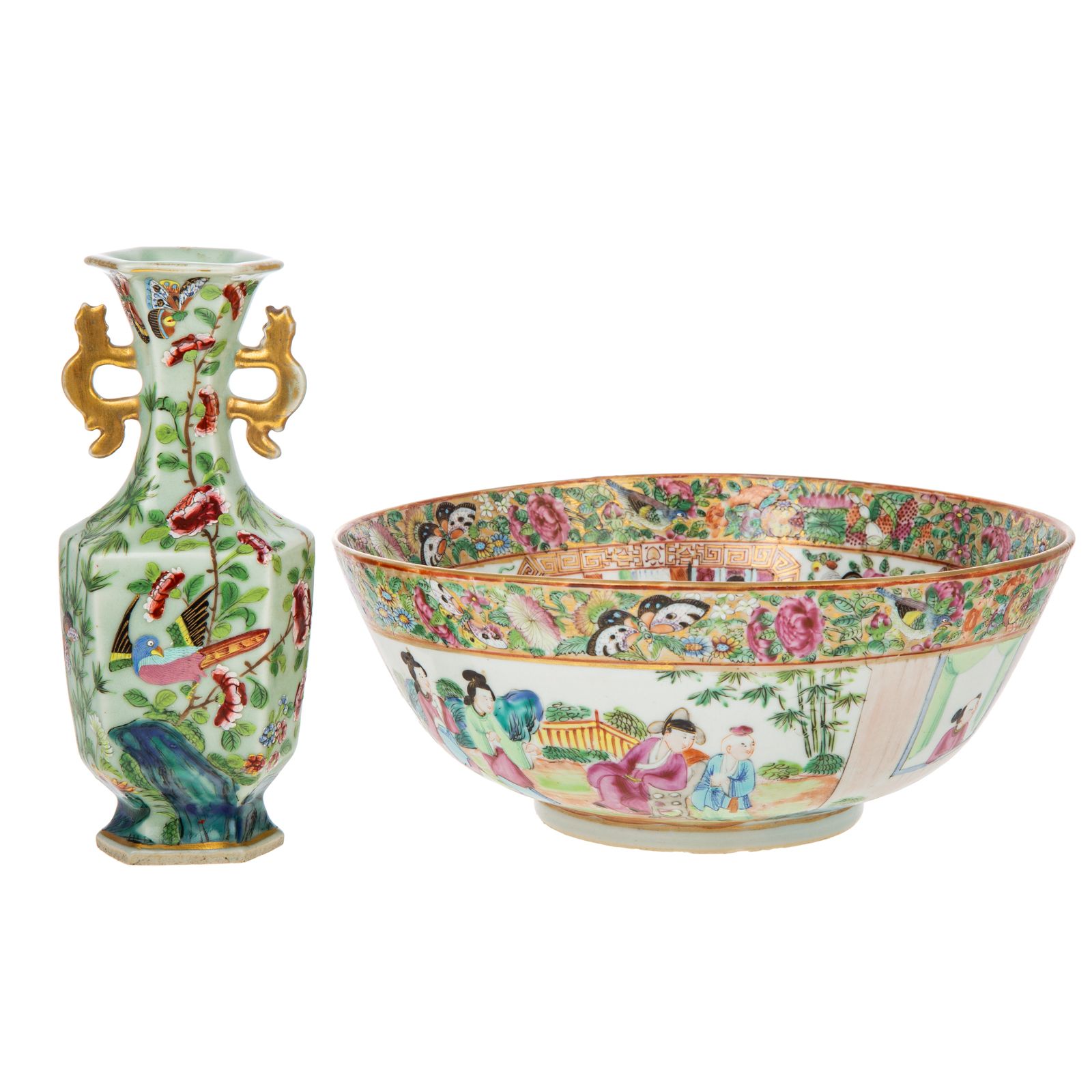 CHINESE EXPORT ROSE MANDARIN BOWL &