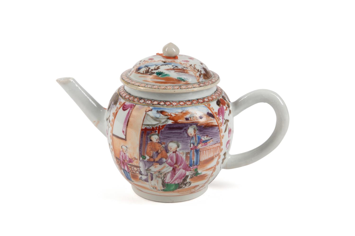 CHINESE EXPORT ROSE MANDARIN TEAPOT
