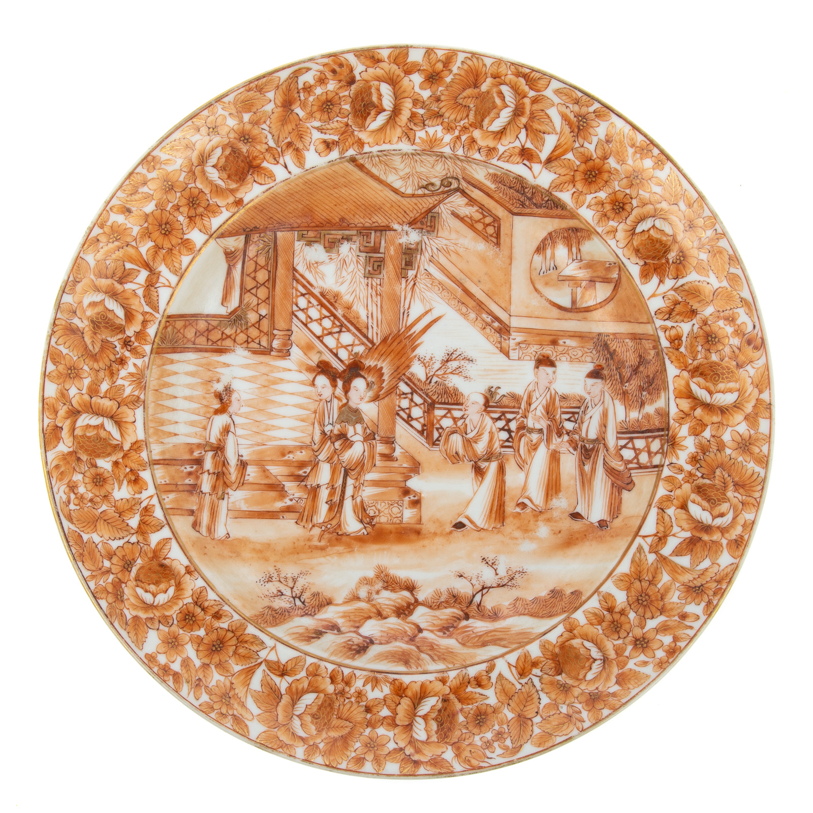 CHINESE EXPORT SEPIA SOUP PLATE
