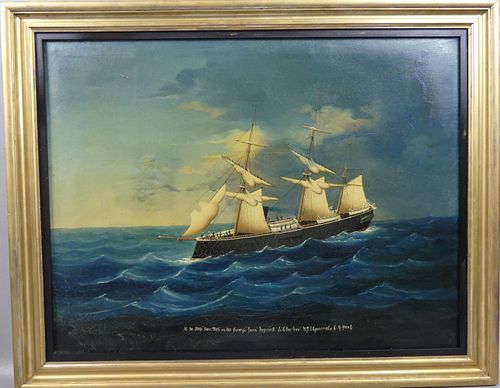 CHINESE EXPORT SHIP PAINTING OF HMS