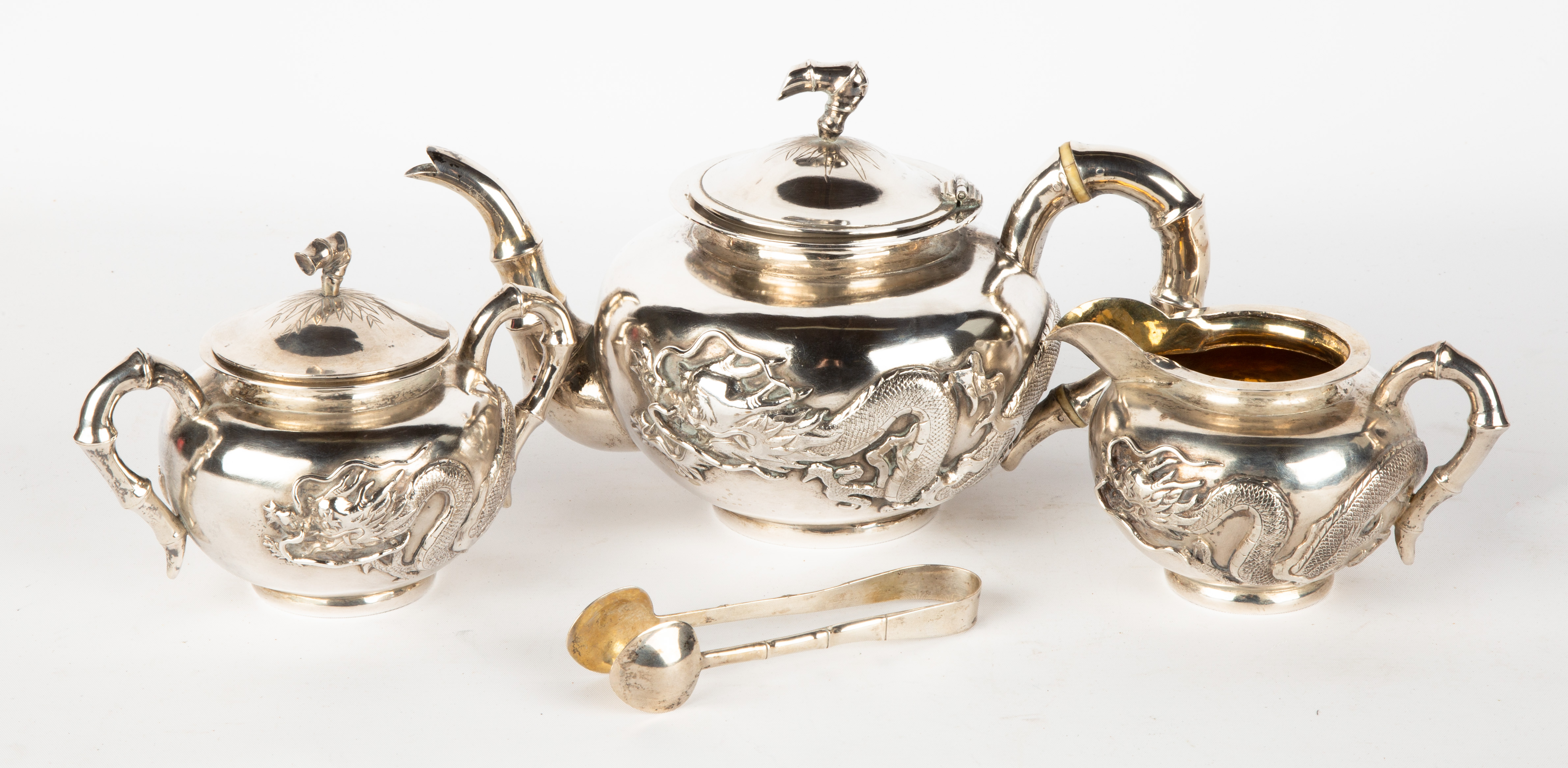 CHINESE EXPORT SILVER 4-PIECE
