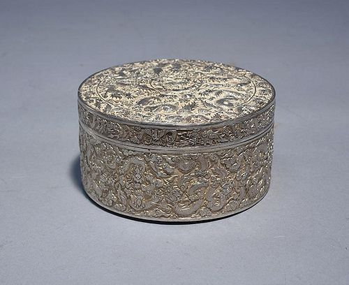 CHINESE EXPORT SILVER BOX19th C.