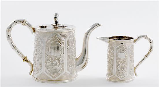 Chinese Export silver coffeepot and