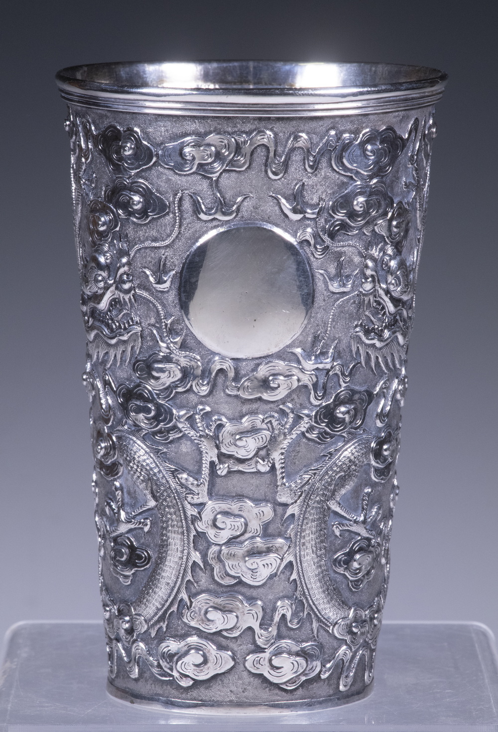 CHINESE EXPORT SILVER DRAGON BEAKER