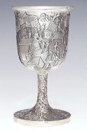 CHINESE EXPORT SILVER GOBLET
