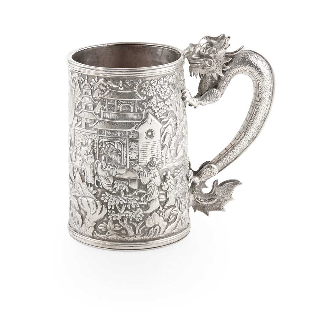 CHINESE EXPORT SILVER TANKARD
