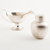 CHINESE EXPORT SILVER TEA CADD