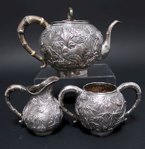 CHINESE EXPORT SILVER TEA SET -