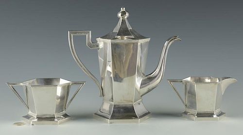 CHINESE EXPORT SILVER TEA SET, 3