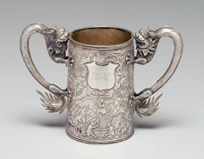 Chinese export silver two-handle
