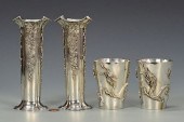 CHINESE EXPORT SILVER VASES, C