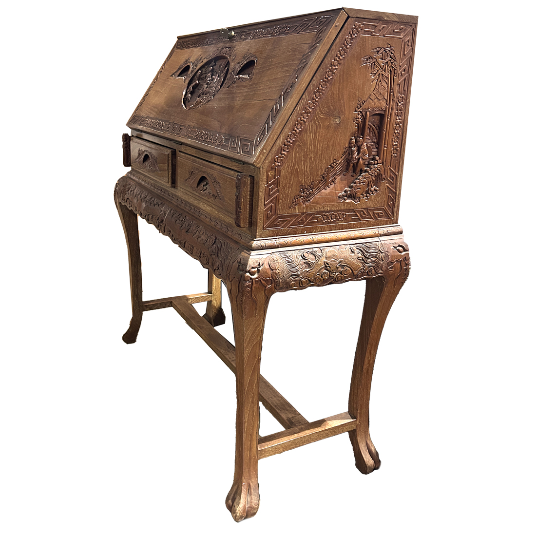 CHINESE EXPORT TEAK DESK Chinese