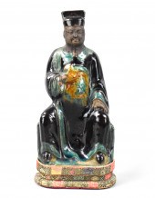 CHINESE FAHUA GLAZED SEATED FI