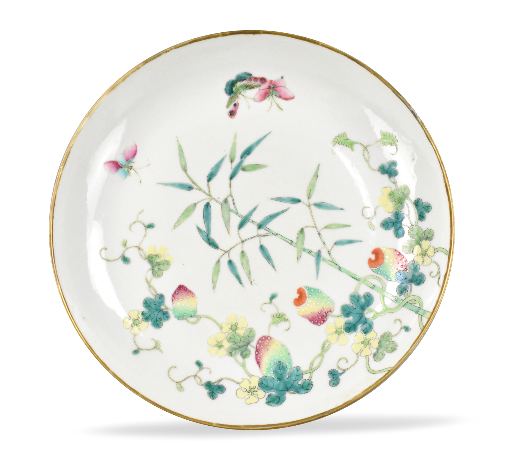 CHINESE FAMILE ROSE PLATE W/ MELON,