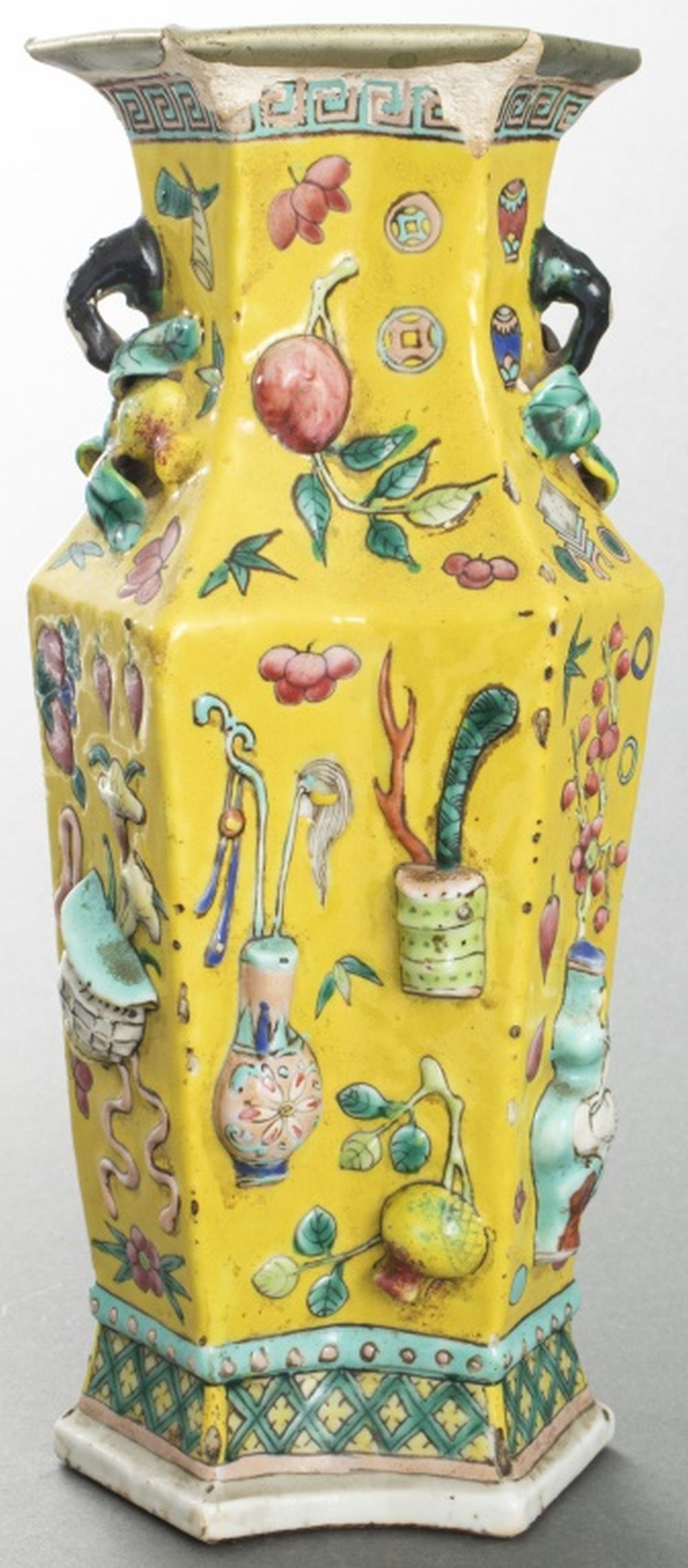 CHINESE FAMILLE JAUNE DOUBLE VASE