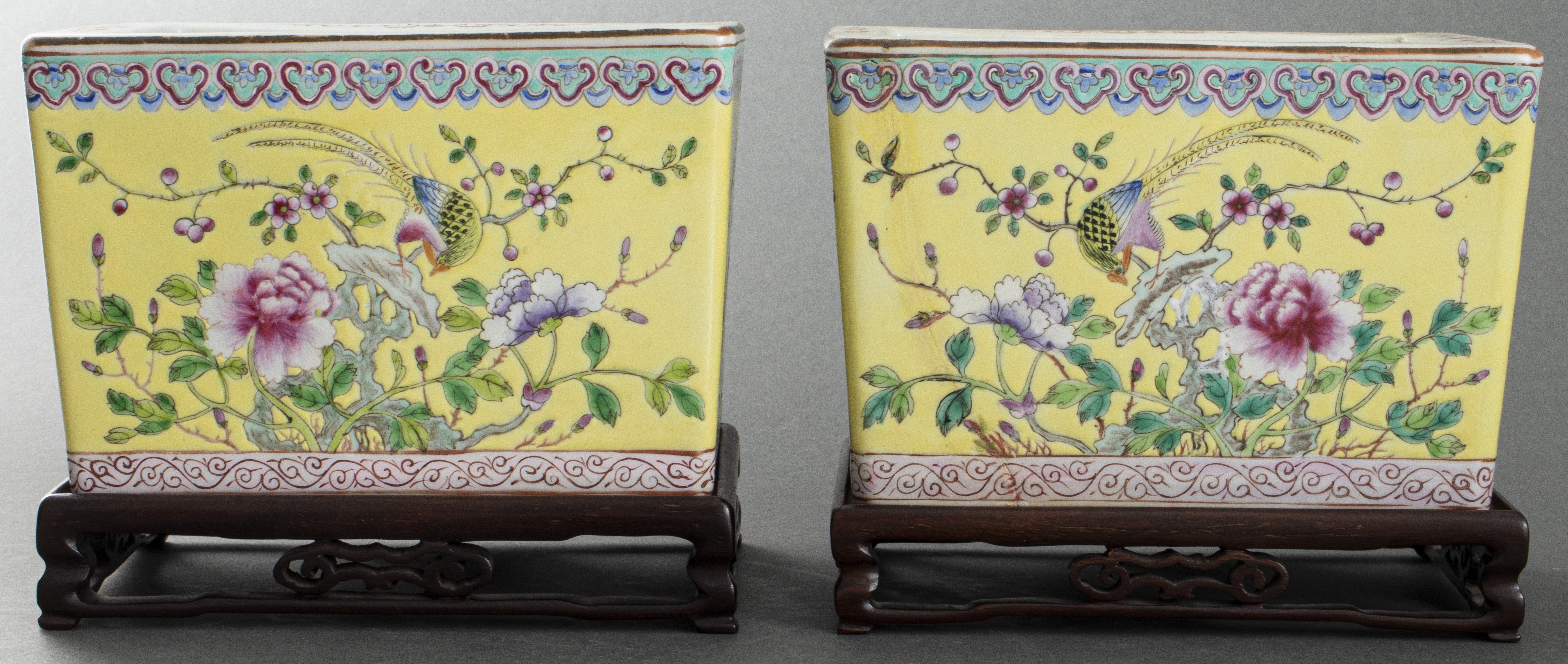 CHINESE FAMILLE JAUNE JARDINIERES