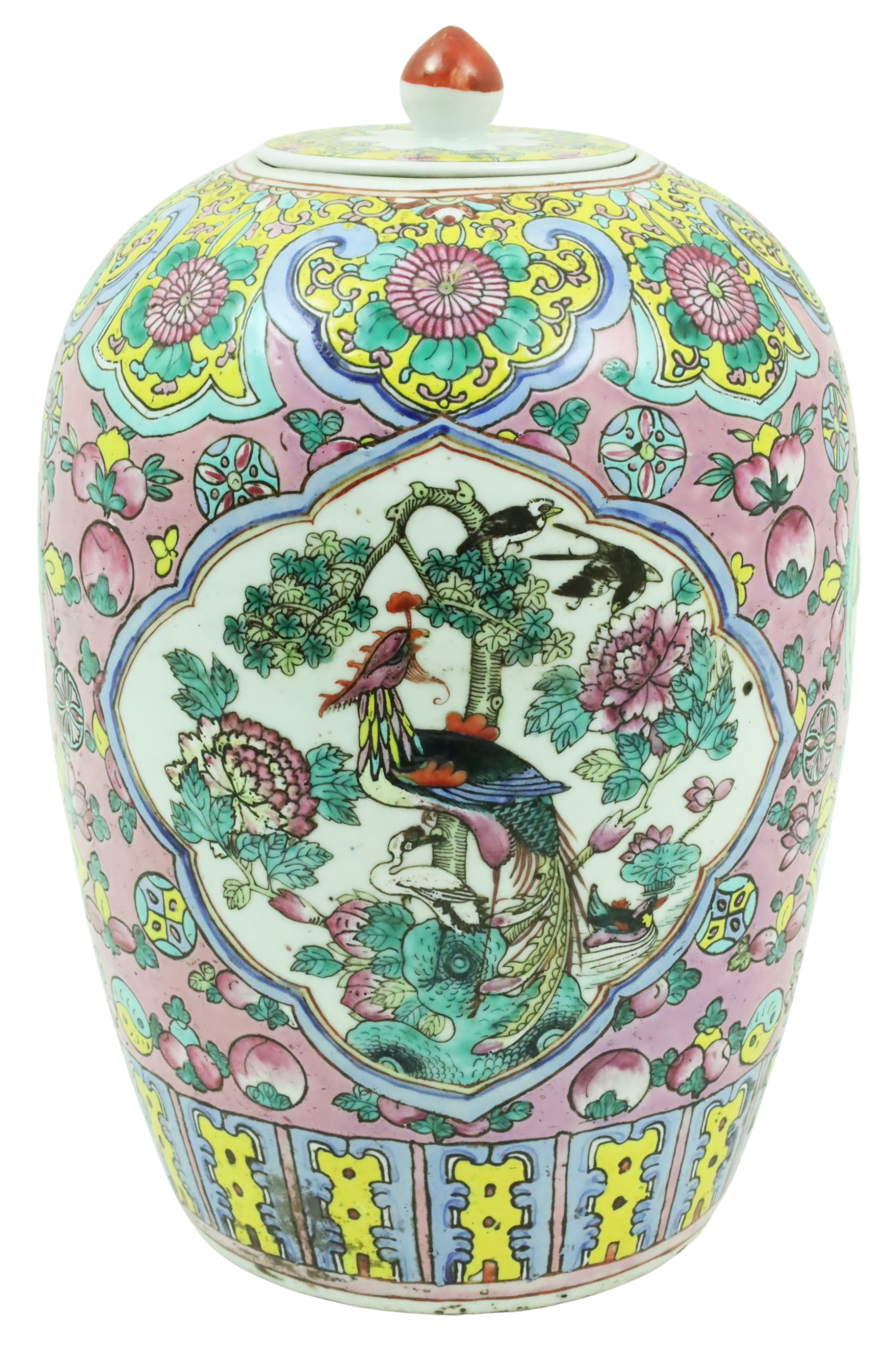 CHINESE FAMILLE JUANE CAPPED JAR