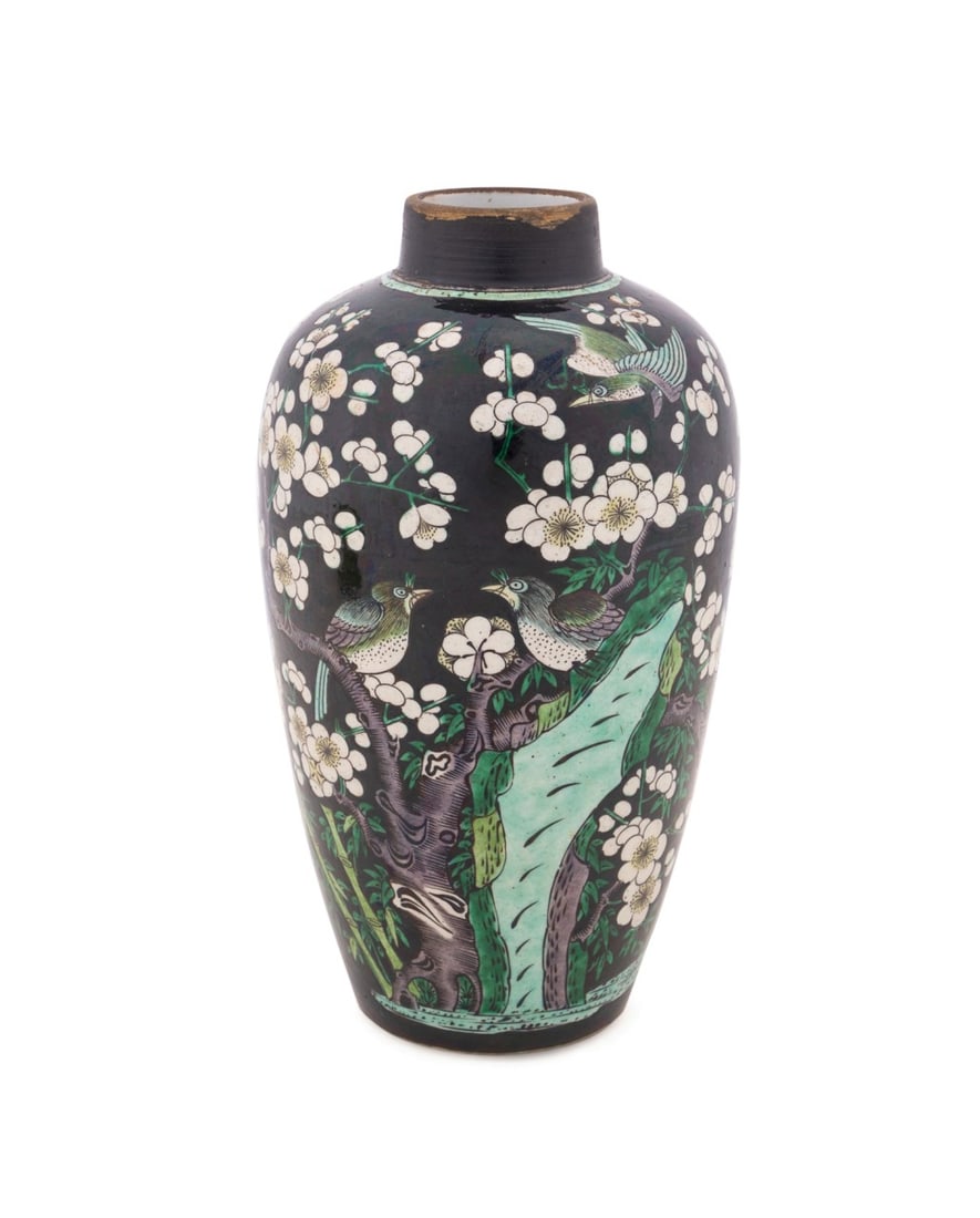 CHINESE FAMILLE NOIR FLORAL