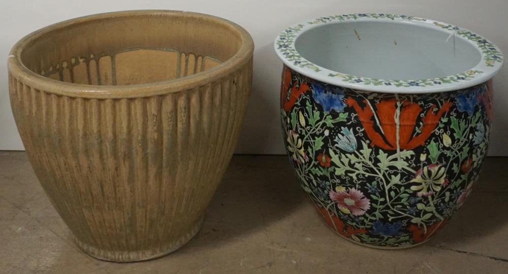 CHINESE FAMILLE NOIR JARDINIERE AND