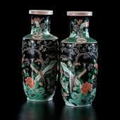 Chinese Famille Noir Vases Chi