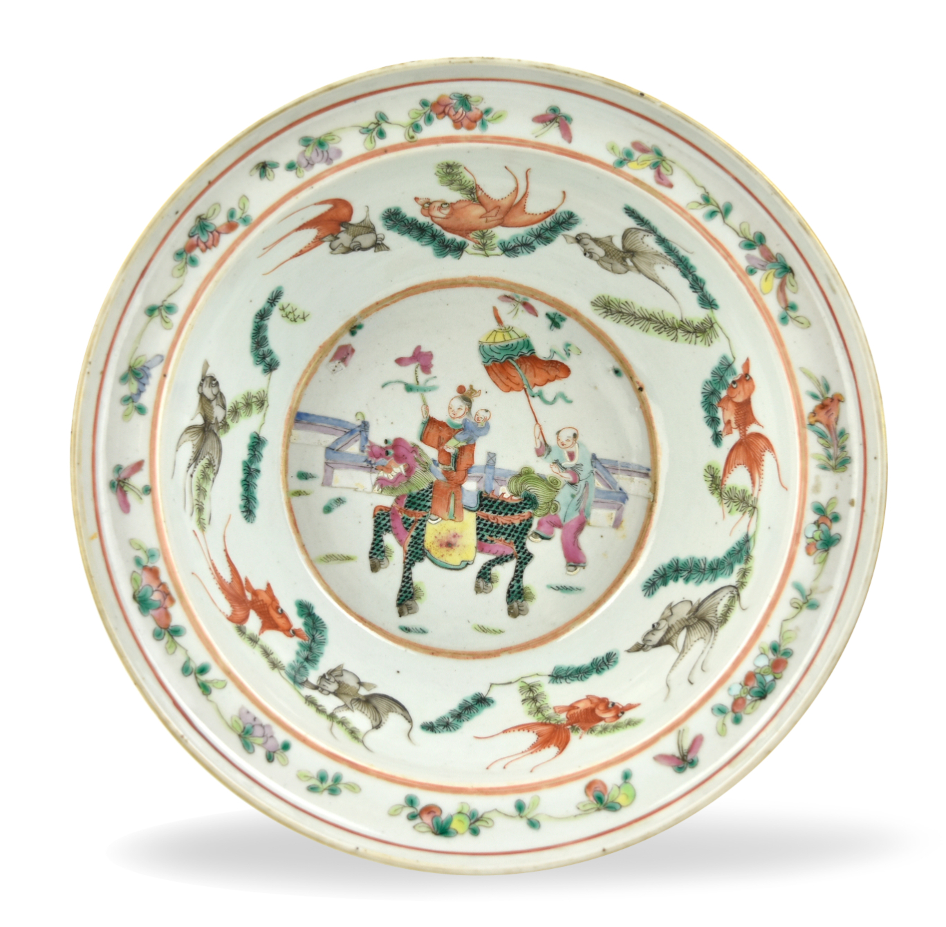 CHINESE FAMILLE ROSE BASIN, 19TH C.