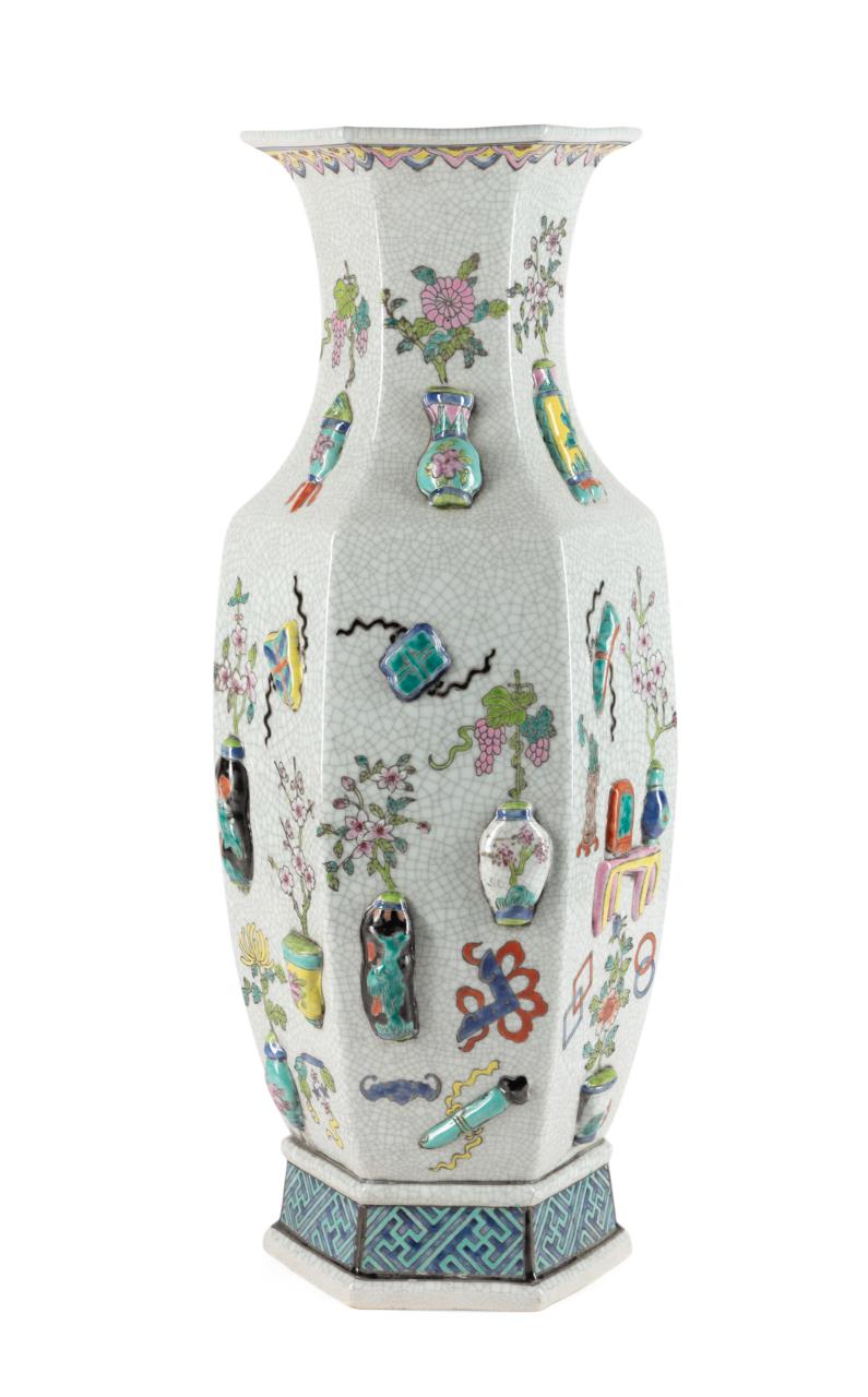 CHINESE FAMILLE ROSE 'BOGU' VASE